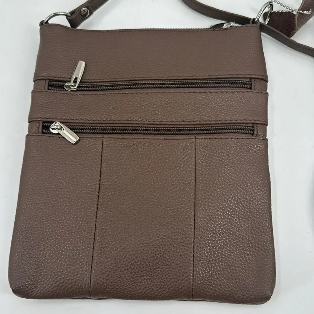 NWT brown leather tan crossbody bag